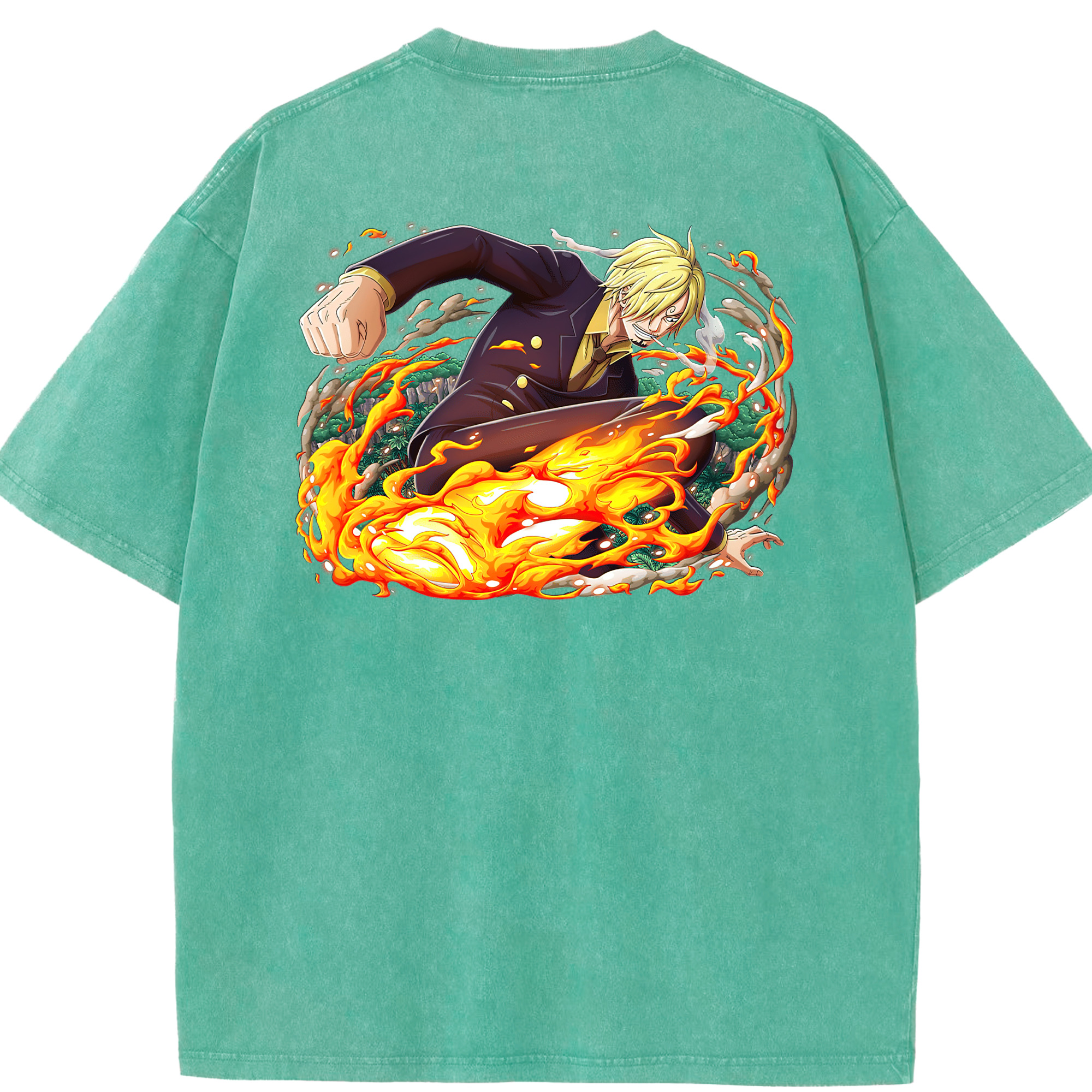 ワンピース サンジ ONE PIECE Sanji 綿100% ヴィンテージ風 半袖Tシャツ（背面プリント）